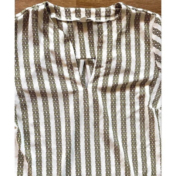 WOMENS MICHAEL KORS WHITE/GOLD CHAIN LINK PRINT BLOUSE SZ 1X - Picture 3 of 6